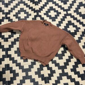 EUC Lulus Warm Brown Cropped Crewneck Sweater
